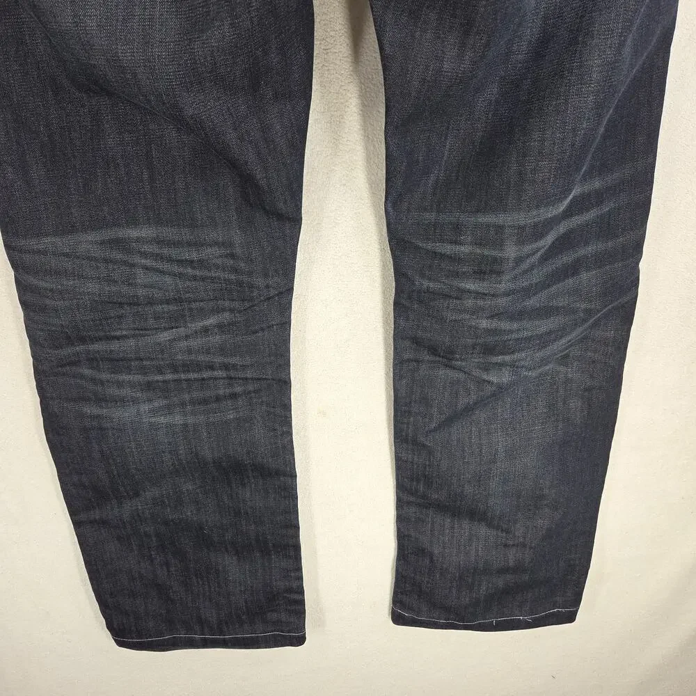 Vtg Postage Jeans 34x30 Dark Blue Cotton Denim Y2k 2000s Jean Belted Pants Retro